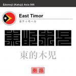 東ティモール　East Timor　東的木児　角字で世界の国名、漢字表記