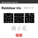 燕子花 杜若　カキツバタ　花や植物の名前（漢字表記）を角字で表現してみました。該当する植物についても簡単に解説しています。