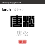 唐松 落葉松　カラマツ　花や植物の名前（漢字表記）を角字で表現してみました。該当する植物についても簡単に解説しています。