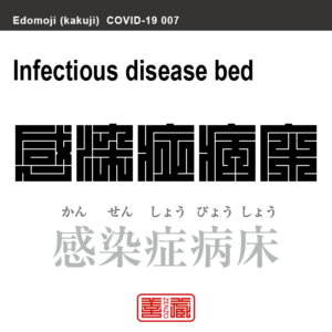 感染症病床　かんせんしょうびょうしょう　新型コロナウイルス感染症関連用語（漢字表記）を角字で表現してみました。用語についても簡単に解説しています。