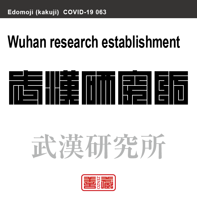 武漢研究所　ぶかんけんきゅうじょ　新型コロナウイルス感染症関連用語（漢字表記）を角字で表現してみました。用語についても簡単に解説しています。