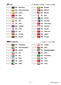 世界の国旗 記憶チェックリスト 地域別（PDF）