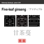 甘茶蔓　アマチャヅル　花や植物の名前（漢字表記）を角字で表現してみました。該当する植物についても簡単に解説しています。