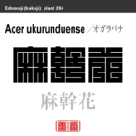 麻幹花　オガラバナ　花や植物の名前（漢字表記）を角字で表現してみました。該当する植物についても簡単に解説しています。