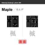 楓 槭 槭樹　カエデ　花や植物の名前（漢字表記）を角字で表現してみました。該当する植物についても簡単に解説しています。