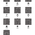 角字で　十干（じっかん）　干支（えと）、漢字表記　十干（じっかん）（漢字表記）を角字で表現してみました。