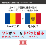 語呂合わせでヨーロッパの縦縞三色旗を覚える方法です。配色の順番やパターンを語呂合わせで覚えます。また、似たような配色の国旗を連想で覚えられるように、工夫しています。こちらではルーマニアとアンドラの配色を語呂合わせで覚えます。