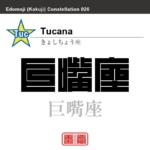 巨嘴座　きょしちょう座　角字で星座の名前、漢字表記　星座の名前（漢字表記）を角字で表現してみました。該当する星座についても簡単に解説しています。