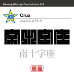 南十字座　みなみじゅうじ座　角字で星座の名前、漢字表記　星座の名前（漢字表記）を角字で表現してみました。該当する星座についても簡単に解説しています。