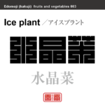水晶菜　アイスプラント　野菜や果物の名前（漢字表記）を角字で表現してみました。該当する植物についても簡単に解説しています。