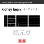 隠元豆　インゲンマメ　野菜や果物の名前（漢字表記）を角字で表現してみました。該当する植物についても簡単に解説しています。