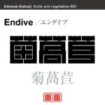 菊萵苣　エンダイブ　野菜や果物の名前（漢字表記）を角字で表現してみました。該当する植物についても簡単に解説しています。