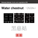 黒慈姑　くろくわい　野菜や果物の名前（漢字表記）を角字で表現してみました。該当する植物についても簡単に解説しています。