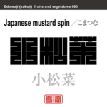 小松菜　こまつな　野菜や果物の名前（漢字表記）を角字で表現してみました。該当する植物についても簡単に解説しています。