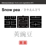 莢豌豆　さやえんどう　野菜や果物の名前（漢字表記）を角字で表現してみました。該当する植物についても簡単に解説しています。