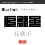 五歛子　スターフルーツ　野菜や果物の名前（漢字表記）を角字で表現してみました。該当する植物についても簡単に解説しています。