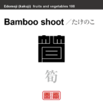 筍　たけのこ　野菜や果物の名前（漢字表記）を角字で表現してみました。該当する植物についても簡単に解説しています。