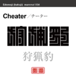 狩猟豹　チーター　哺乳類の名前（漢字表記）を角字で表現してみました。該当する動物についても簡単に解説しています。