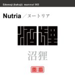 沼狸　ヌートリア　哺乳類の名前（漢字表記）を角字で表現してみました。該当する動物についても簡単に解説しています。