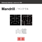 山魈　マンドリル　哺乳類の名前（漢字表記）を角字で表現してみました。該当する動物についても簡単に解説しています。