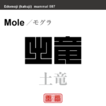 土竜　モグラ　哺乳類の名前（漢字表記）を角字で表現してみました。該当する動物についても簡単に解説しています。