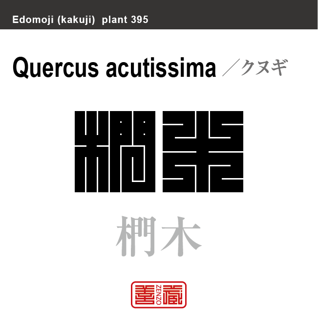 櫟 橡 椚木 クヌギ 花や植物の名前(漢字表記)を角字で表現してみました。該当する植物についても簡単に解説しています。